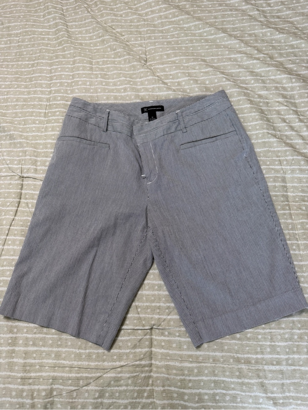 INC International Concepts Women’s Navy Pinstripe Flat Front Shorts